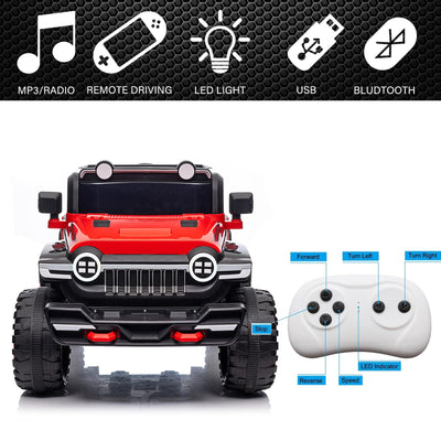 Garvee Ride - P Series: 12V 2-Seater Kids Ride On Car with Remote Control & Music - Red