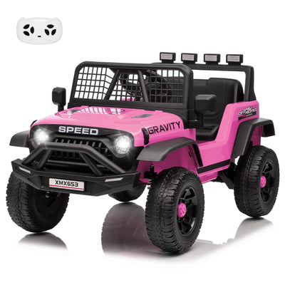 Garvee 12V Kids Ride On Truck Car with Parent Remote Control, 3 Speeds, Emergency Braking, LED Lights, Music & Horn, Pink for Boys and Girls Outdoor Adventures