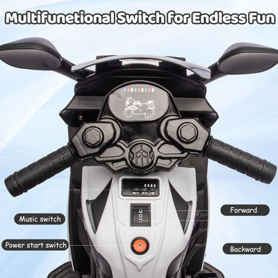 Garvee Kids 6V Ride On Motorcycle With Training Wheels For Toddlers, 30.31" L x 14.96" W x 19.69" H, White