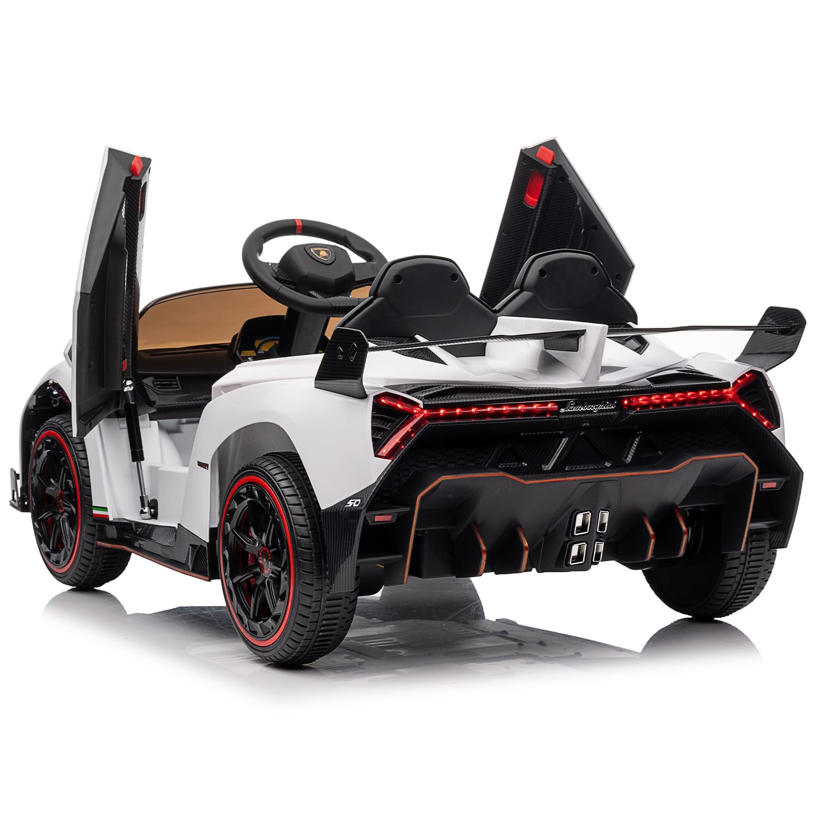 Garvee 12V Kids Ride On Car, Licensed Lamborghini Venono Electric Car w/Parent Remote Control, Scissor Door, 3 Speeds, LED Headlights, Rocking & Music, Battery Powered Ride on Toy for Boys Girls- White