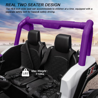 Garvee 2 Seater Ride on Car for Kids, 24V Powered Electric Off-Road UTV Ride Toy, 4WD Electric Vehicle with Remote Control, LED Lights, Bluetooth, 3 Speeds, Horn, 2 Spring Suspension