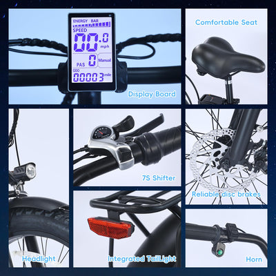 Garvee Beach Electric Cycle, 750W Brushless Motor, 26" Mountain Bike for Adults, 48V/16Ah Removable Battery, Max Speed 32 Miles/Hour, Use Larger Size Display,7 Gears e-Bike,4 Modes