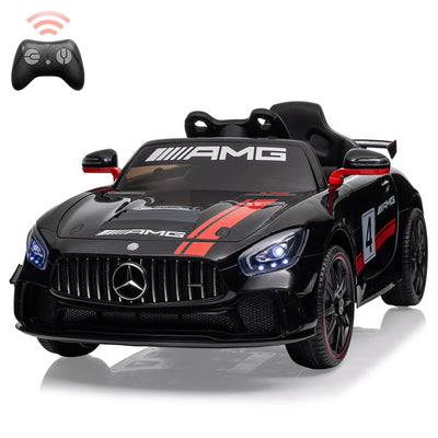 Garvee 12V Licensed Benz AMG Ride-On Car: Remote Control, Sound System, LED Headlights, One-Button Assemble Wheels, for Ages 3-8 - Black