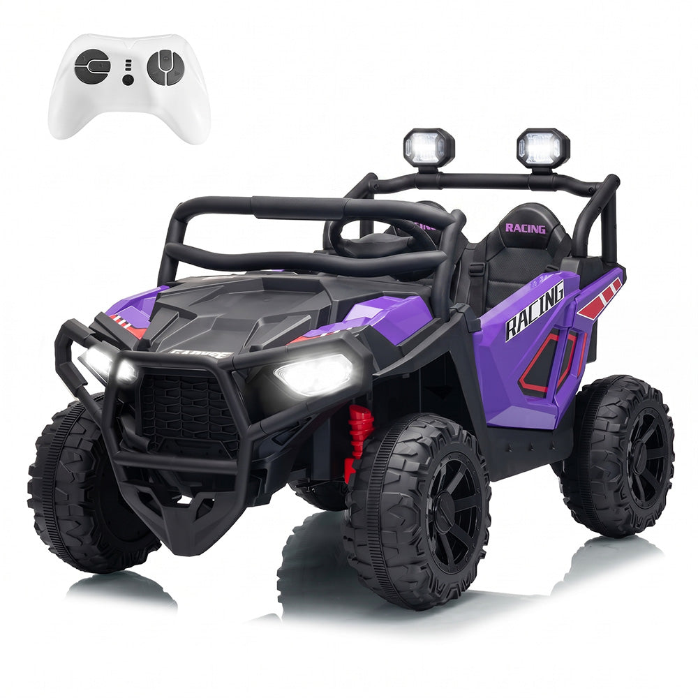 Garvee 24V 2-Seater Electric UTV Ride-On Truck for Kids Ages 2-8 – Battery Powered, Remote Control, 4-Wheel Suspension, Gradual Power-Up, 3 Speeds, LED Lights, Wireless – Purple