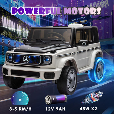 Garvee 12V Licensed Mercedes-Benz EQG Kids Ride On, LED, Music - White