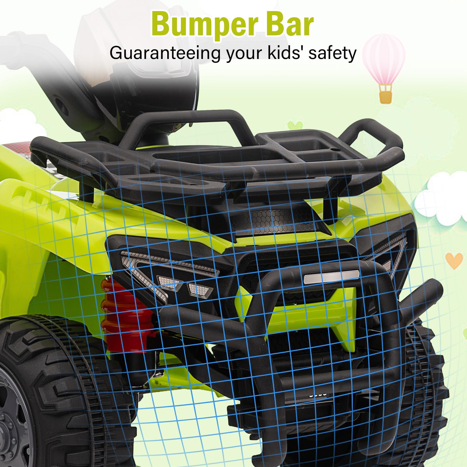 Garvee Kids ATV 4 Wheeler 6V Ride On Toy Car for Toddlers 18-48 Months with Music Green, 27.5"L x 16.5"W x 17.7"H