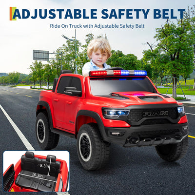 Garvee 12V Electric Ride On Truck for Kids Licensed RAM Pickup Truck Dual Motor Remote Control LED Lights Music Storage