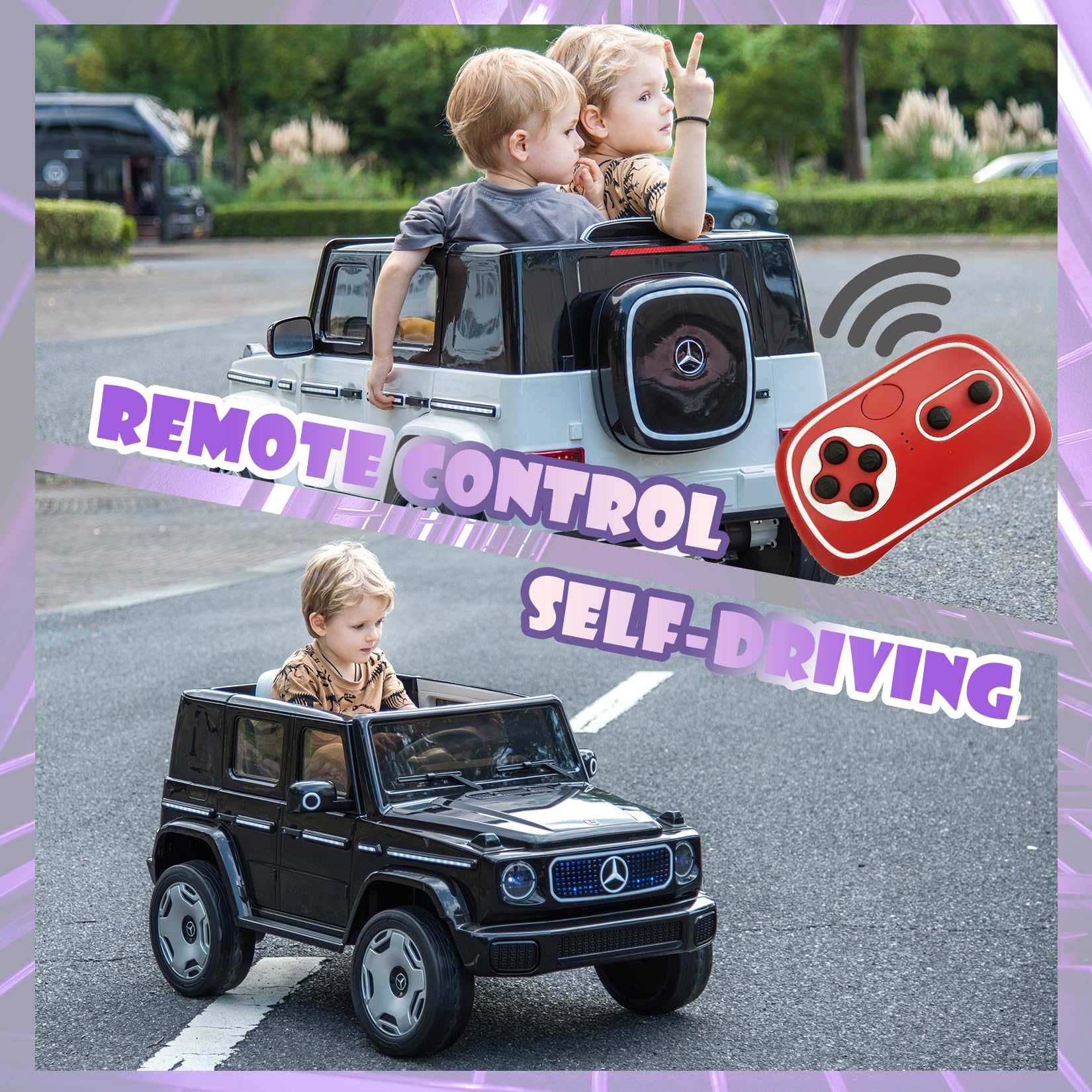 Garvee 12V Licensed Mercedes-Benz EQG Kids Ride On, LED, Music - White