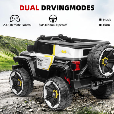 Garvee Ride - P Series: 12V 2-Seater Kids Ride On Car with Remote Control & Music - White