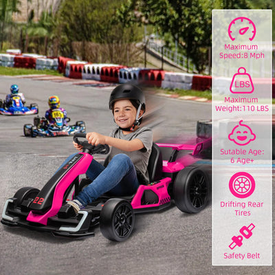 Garvee Ride - G Series: 24V Electric Go Kart, with 300W Strong Motor, Drift/Sport Mode, Big Battery, Eva Tire,Length Adjustment for Outdoor Racing Toy-Rose Red