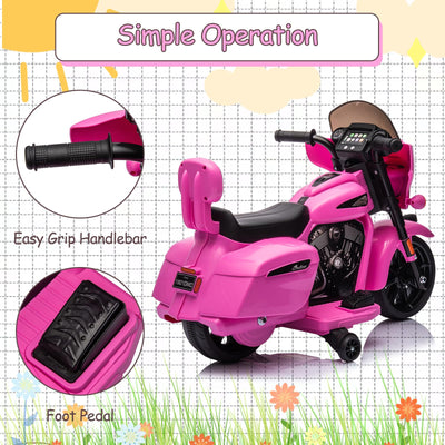 Garvee Ride - B Series: 6V Ride-On Motorcycle for Kids, Electric Dirt Bike with USB, Music, Headlight - Pink
