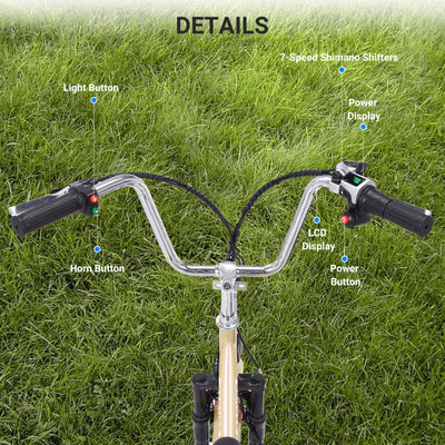 Garvee 26 Inch Adult Electric Tricycle Folding 7-Speed Electric Tricycle with Basket, 36V Detachable Battery, 250W Brushless Motor Suitable for Men and Women, Beige