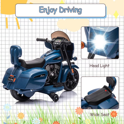 Garvee Ride - B Series: 6V Ride-On Motorcycle for Kids, Electric Dirt Bike with USB, Music, Headlight - Blue