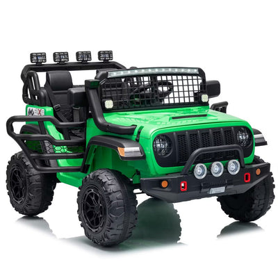 Garvee 24V Ride on Toys for Big Kids, 2-Seater Electric Ride on Car Truck with Remote Control, Four-Wheel Shock Absorbers, 4 Mph Max Speed, Music, LED Lights for Boys Girls, Green