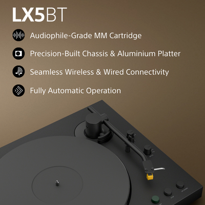 Sony PSLX5BT Fully Automatic Bluetooth Turntable with SRSULT30B ULT Field 3 Wireless Bluetooth Speakers Pair Hi-Fi Package