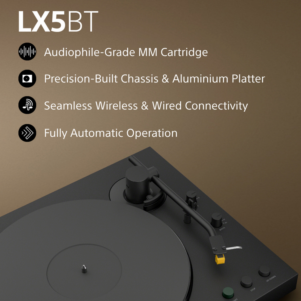 Sony PS-LX5BT Wireless Bluetooth Turntable with Bowers & Wilkins PX7 S3 Wireless Over-Ear Headphones