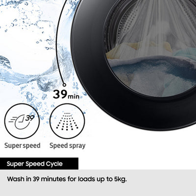 Samsung Series 5 WD90HG5U34BEEU Ecobubble AI Energy 9kg+6kg 1400 Spin Washer Dryer White