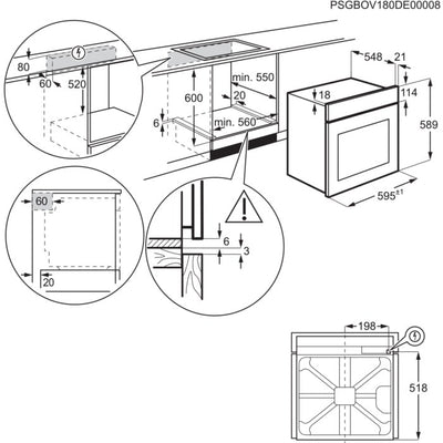 AEG 3000 Series BEX535A61B Air Fry Electric Single Built in Oven with Retractable Dials in Black