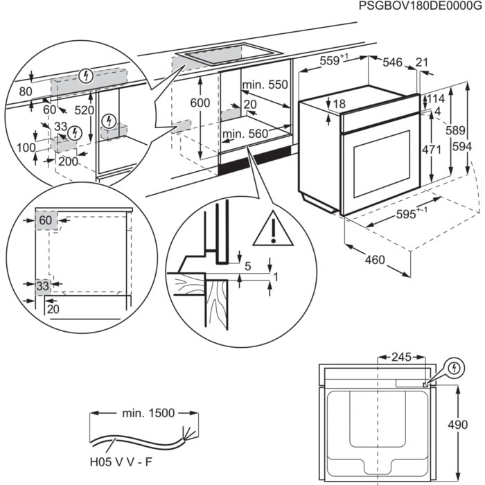 AEG 6000 Series OS6PB50AK Sense Cook Electric Built In Single Oven with Retractable Dials Black