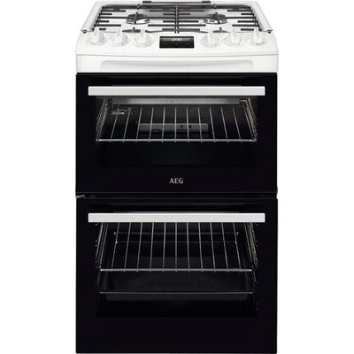 AEG CGX1130ACW 55cm Freestanding Gas Cooker With Double Ovens in White