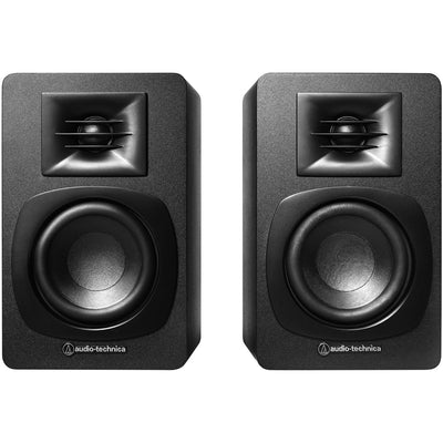 Audio Technica AT-SP3X Powered Bluetooth Bookshelf Speakers with AT-ST3 Stands Pair - Black