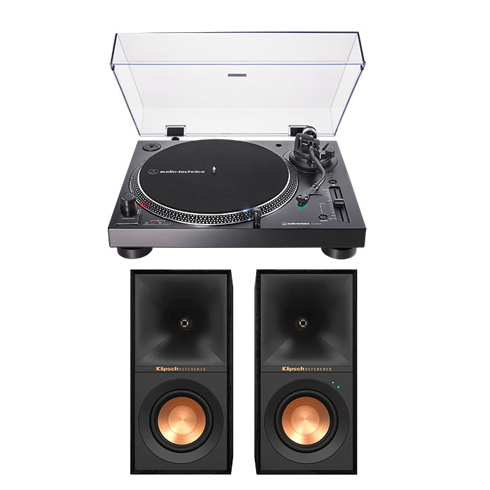 Audio Technica ATLP120XBTUSB Bluetooth Turntable with Klipsch R-40PM Powered Bluetooth Speakers Pair Hi-Fi Package