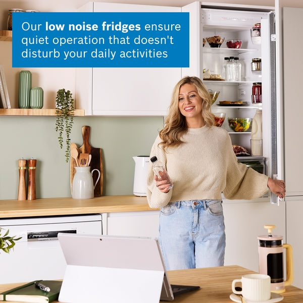 Bosch Series 2 KIV87NSE0G Low Frost Built In Fridge Freezer With Sliding Hinge White