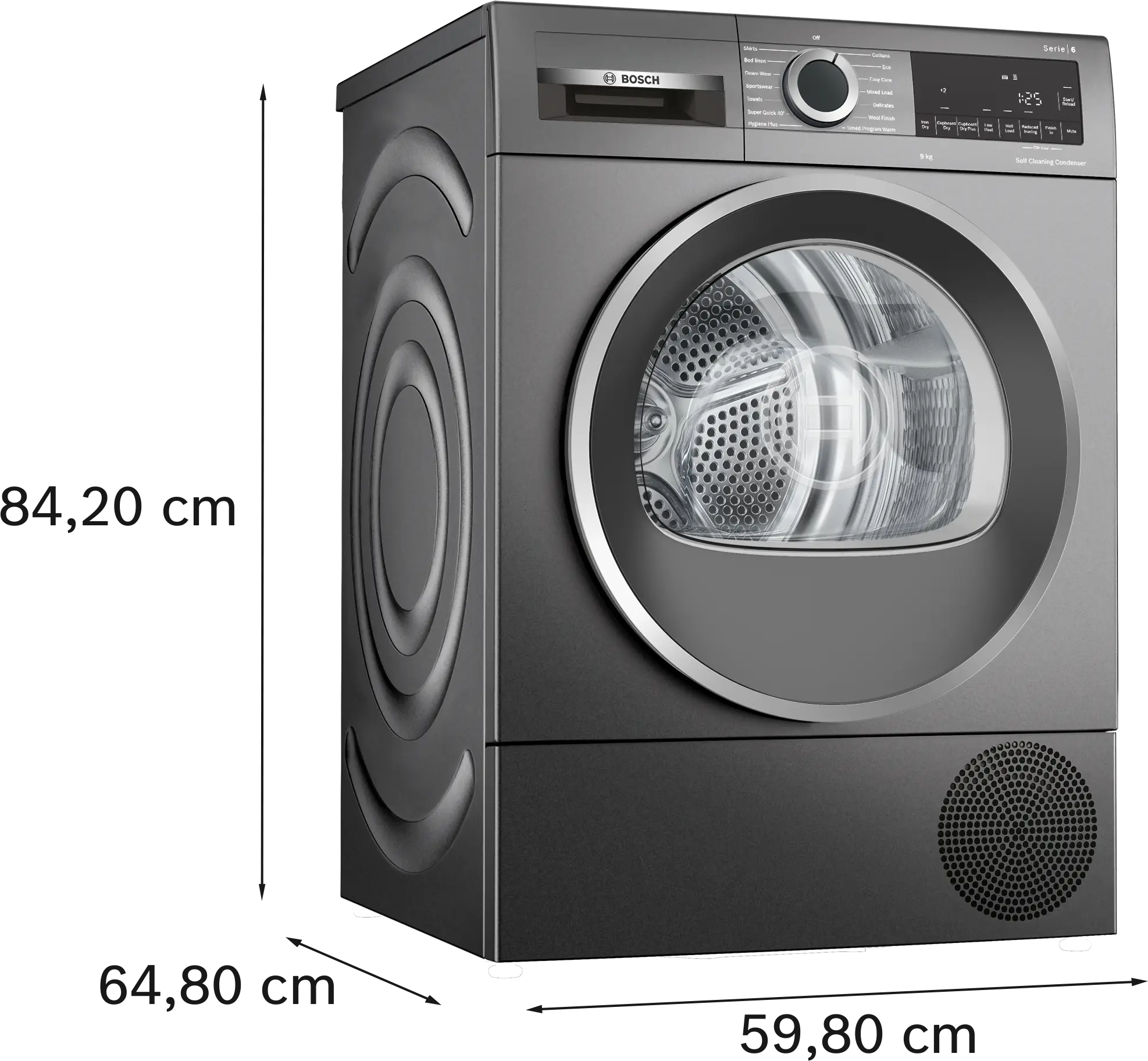 Bosch Series 6 WQG245R2GB 9kg Freestanding Heat Pump Tumble Dryer Grey