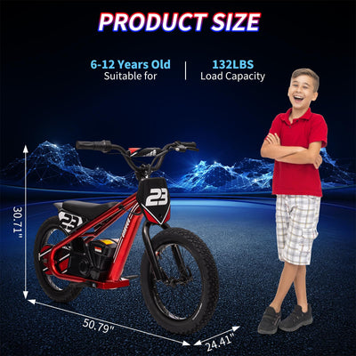 Garvee Ride - G Series: 250W Motor 3-Speed 24V Detachable Battery Aluminum Frame 16IN Off-Road Tires Ages 6-12 Outdoor Riding