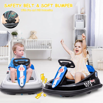 Garvee Ride - B Series: 6V Electric Ride-On with 360° Spin, 2 Speeds, Lights, Music, Horn, PP+Metal, Safety Belts, Anti-Collision Strip, Black for Kids 3-6