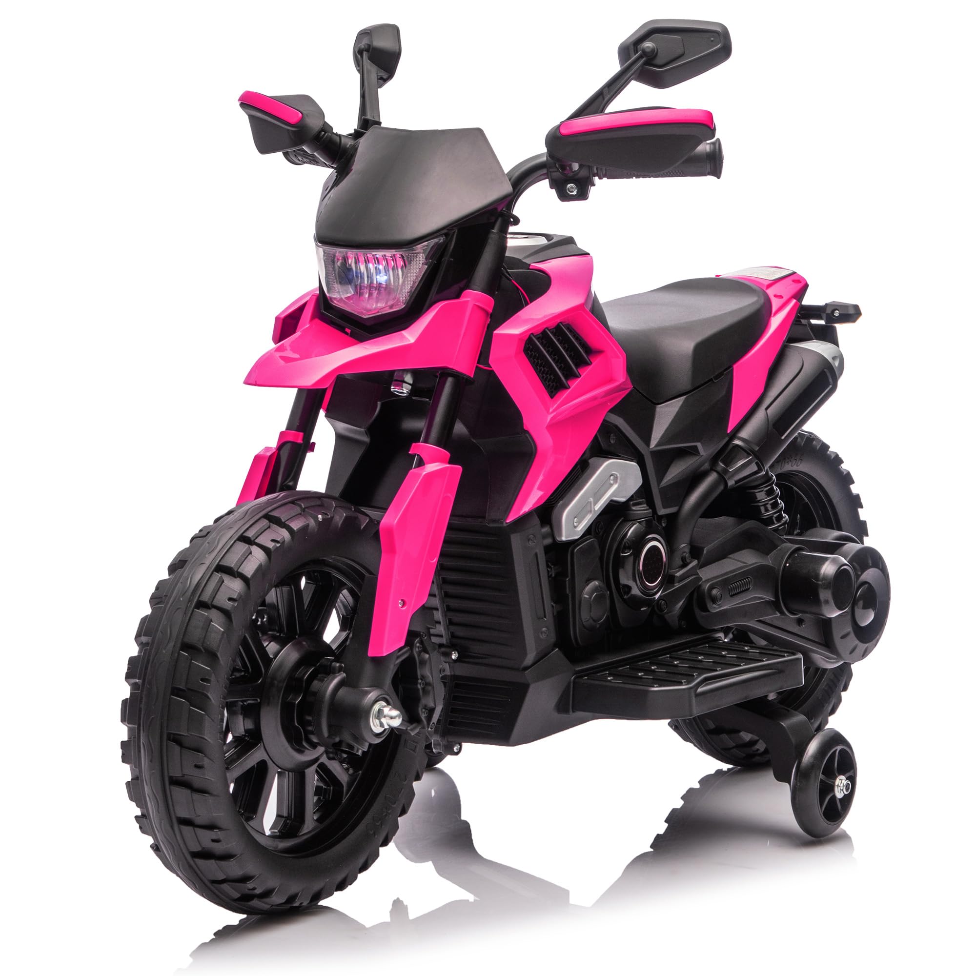 Garvee 6V Kids Electric Motorcycle with Training Wheels, Adjustable Speed 2-5 MPH, Durable Battery-Powered Ride-On Bike, Headlight & Music, Safe for Toddlers Outdoor Play