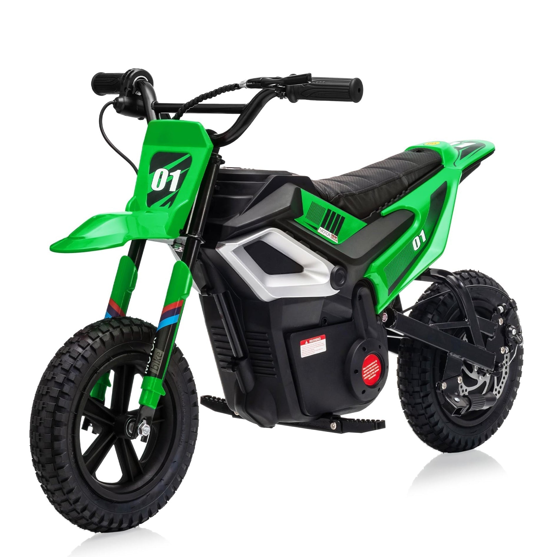 Garvee 24V Kids Electric Dirt Bike 350W Motor 10MPH Speed Rear Suspension Leather Seat Black Blue Green Red Rose White Outdoor Riding