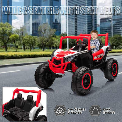Garvee 24V Ride On Truck 2 Seater Remote Control 4-Wheeler Suspension 3 Speeds LED Lights Durable Plastic Outdoor Fun