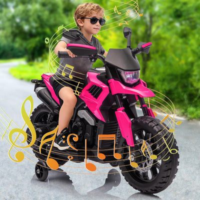 Garvee 6V Kids Electric Motorcycle with Training Wheels, Adjustable Speed 2-5 MPH, Durable Battery-Powered Ride-On Bike, Headlight & Music, Safe for Toddlers Outdoor Play