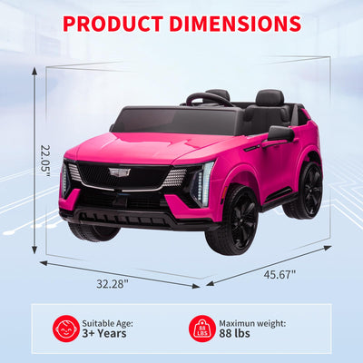Garvee 24V Kids Ride On Car Licensed Cadillac 2-Seater Electric Truck with Remote Control, Spring Suspension, LED Lights, Music - Battery Powered, Pink, for Toddlers