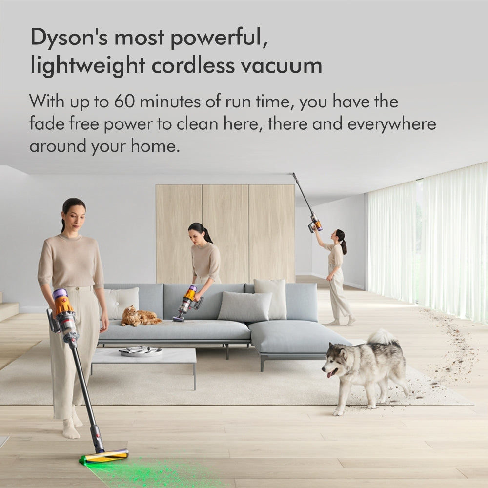Dyson V12 Detect Slim Absolute Cordless Vacuum Cleaner with Furniture Cleaning Kit - Yellow Nickel