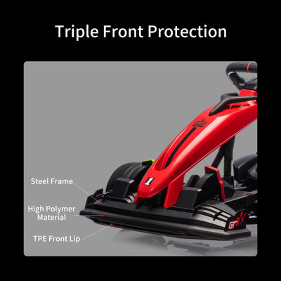 Garvee Ride - G Series: 24V Electric Drift Kart for Kids, Ride Car with Adjustable Seat & 7.5MPH Speed, EVA Silent Wheels, Parent-Safety Certified Ride-On Toy - Red