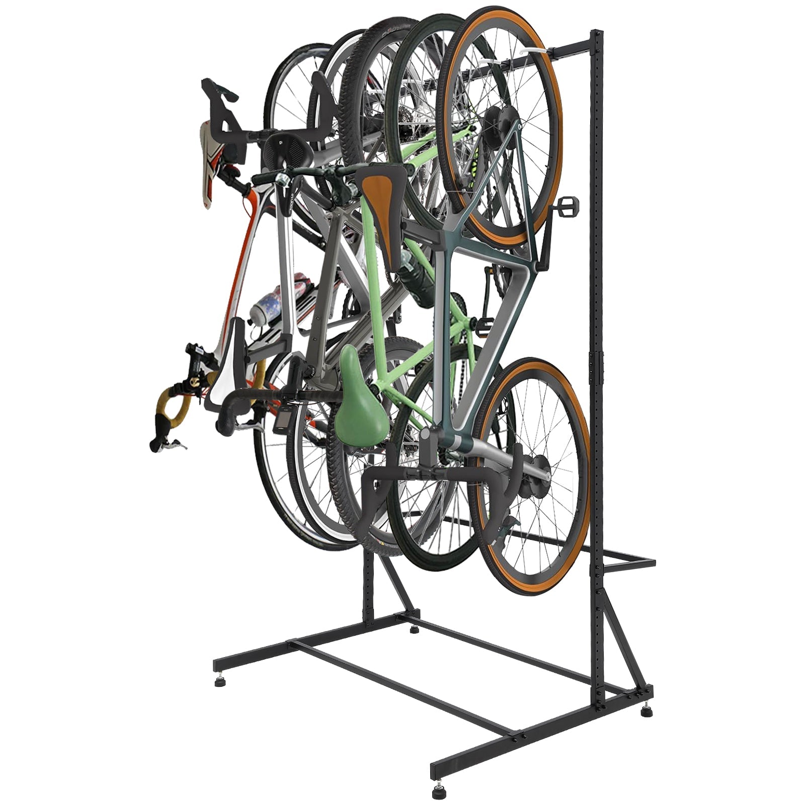 Garvee Heavy Duty Freestanding 5-Bike Rack – Solid Steel Frame, 300 lb Total Capacity, Indoor/Outdoor Bike Storage Stand