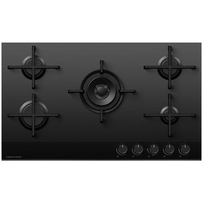 Fisher and Paykel CG905DLPGB4 Series 9 90cm 5 Burner Gas Hob Black Glass