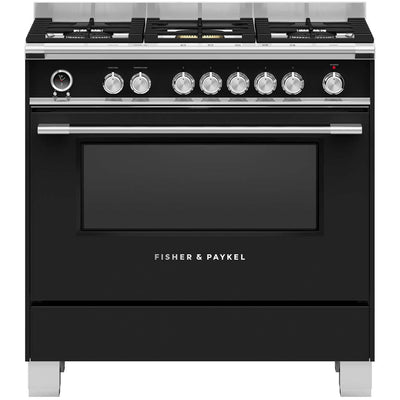 Fisher and Paykel OR90SCG6B1 Series 9 Classic Single Oven Dual Fuel Range Cooker With Pyrolytic Cleaning Black