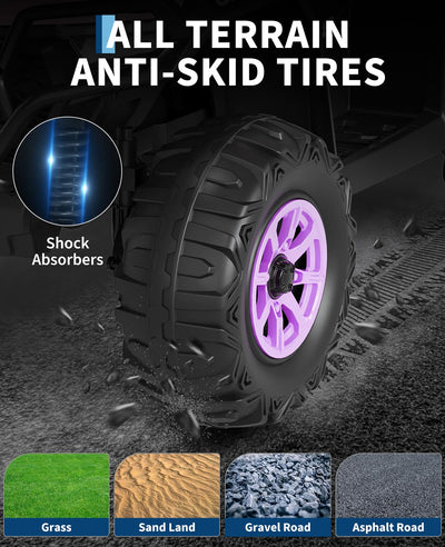 Garvee 12V Kids Electric ATV Ride-On Car – Dual Motors – Parent Remote Control – LED Lights, wireless, Music, USB, Spring Suspension – Battery Powered Outdoor Quad Toy for Boys & Girls – Purple