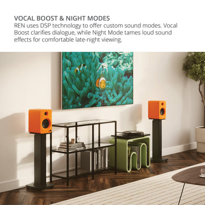 Kanto REN 200W Powered Bookshelf Speakers Pair with HDMI ARC USB-C and Bluetooth 5.3 - Matte Black