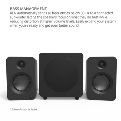 Kanto REN 200W Powered Bookshelf Speakers Pair with HDMI ARC USB-C and Bluetooth 5.3 - Matte Black