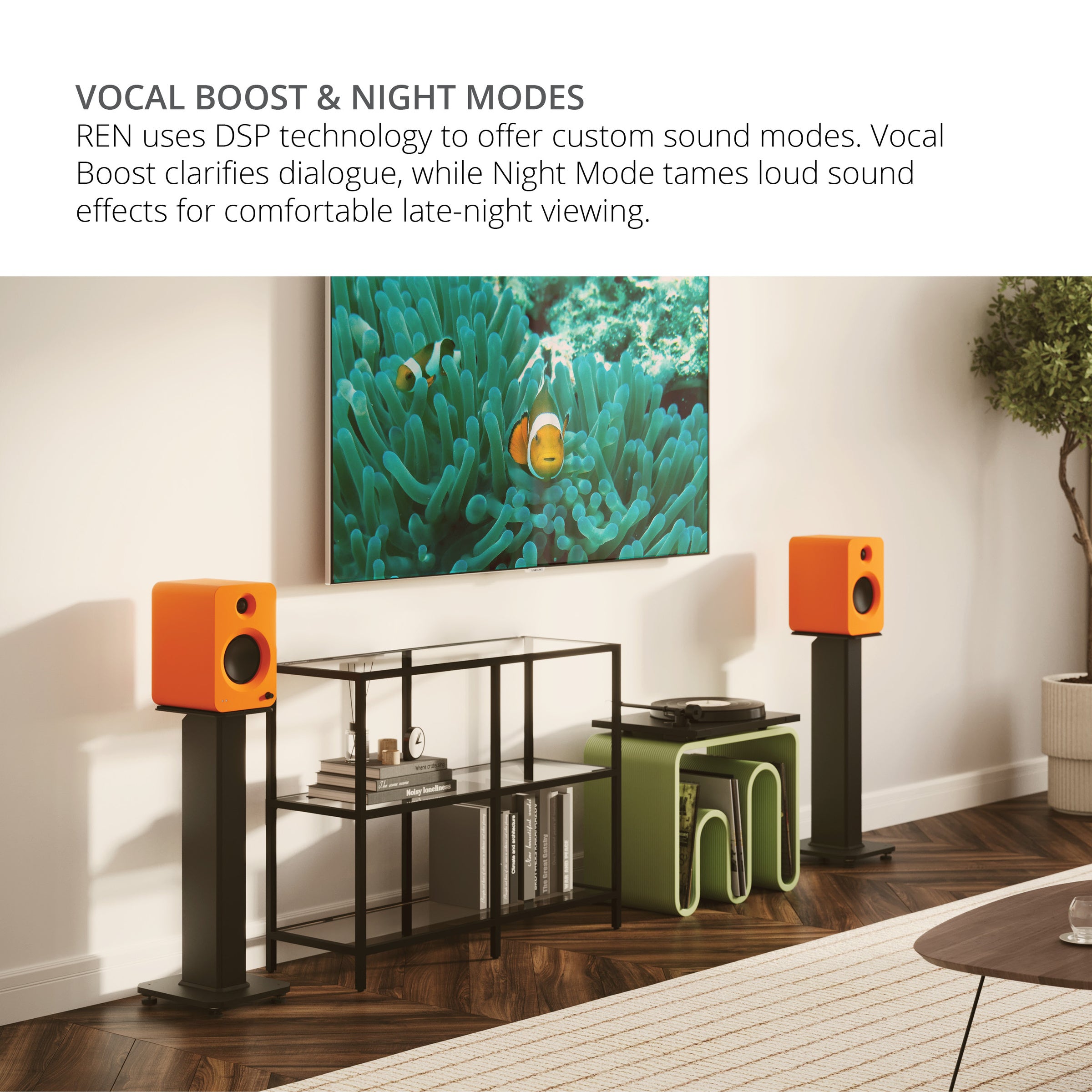 Kanto REN 200W Powered Bookshelf Speakers Pair with HDMI ARC USB-C and Bluetooth 5.3 - Matte Grey