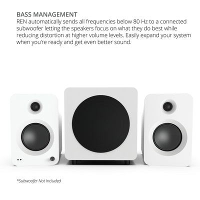 Kanto REN 200W Powered Bookshelf Speakers Pair with HDMI ARC USB-C and Bluetooth 5.3 - Matte White
