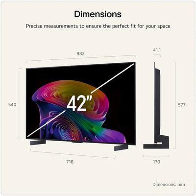 LG OLED42C66LB 42 Inch OLED evo AI C6 4K Ultra HD HDR Smart TV 2026