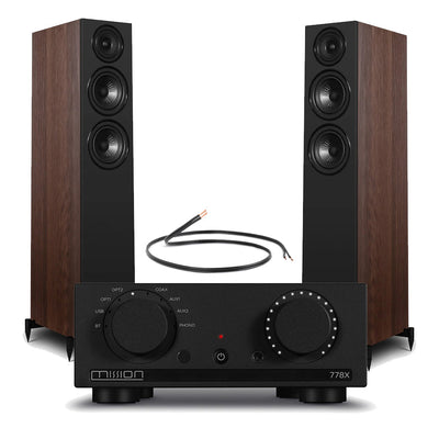 Mission 778X Integrated Amplifier Black with Wharfedale Diamond 12.3i Floorstanding Speakers Walnut Pair Hifi Package