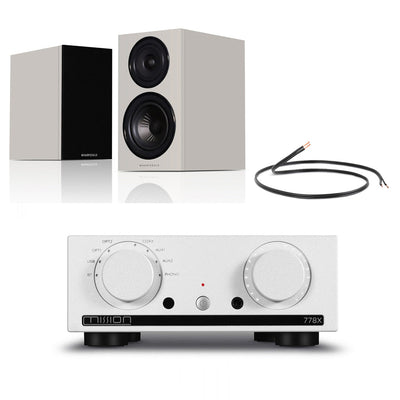 Mission 778X Integrated Amplifier Silver with Wharfedale Diamond 12.2i Bookshelf Speakers Grey Pair Hifi Package