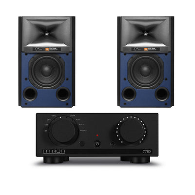 Mission 778X Integrated Amplifier with JBL 4309 Studio Monitor Bookshelf Speakers Pair - Black