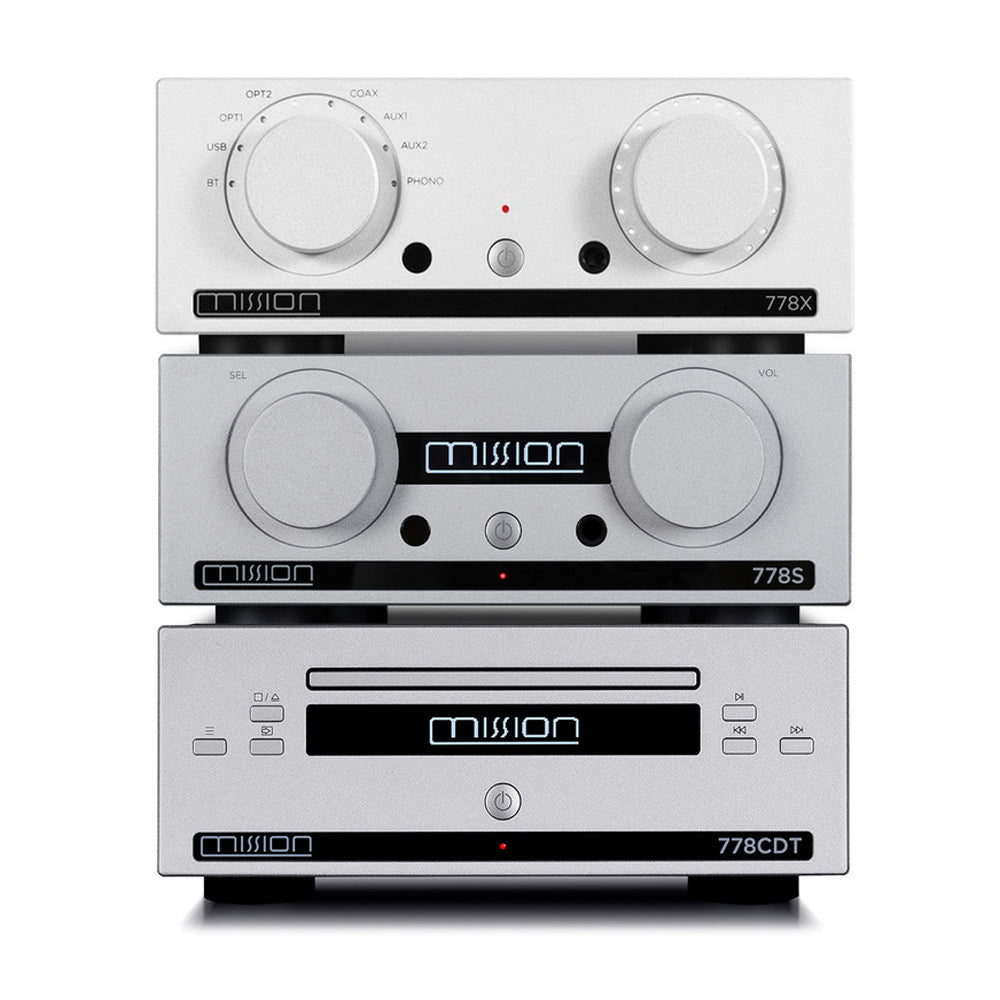 Mission 778X Stereo Amplifier with 778S Streamer and 778CDT CD Transport Bundle - Silver